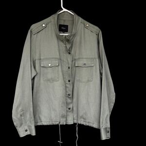 Rails Jacket Womens XL Sage Green Collins Utility Military Tencel Linen Shacket